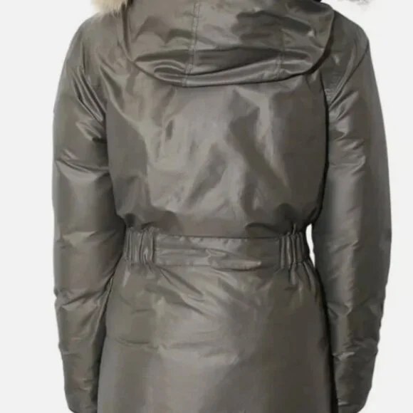 Canada Goose - Women’s Gray Hooded Puffer Parka Coat with Fur Trim – Winter - Picture 3 of 10